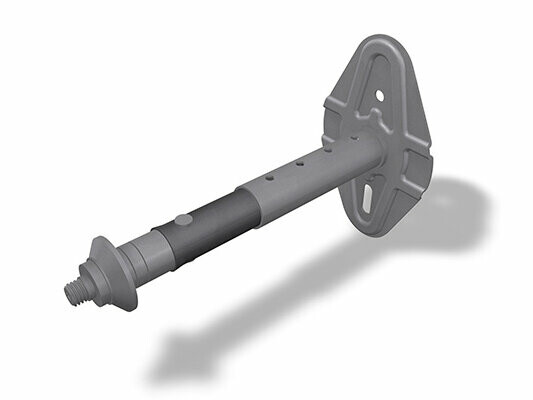 PREFA pipe bracket support for ETICS, available in sizes 100-180 mm and 180-260 mm, including dowels, screws and protective caps, ideal for secure fastening of pipe brackets.