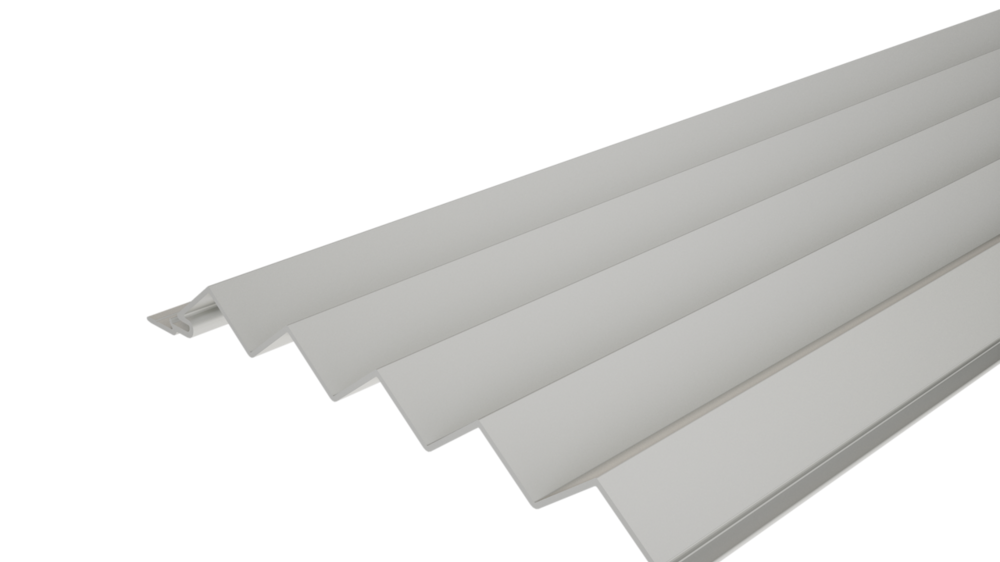 PREFA serrated extruded profile 18/40 with a serrated surface, for façade design or balcony cladding.
