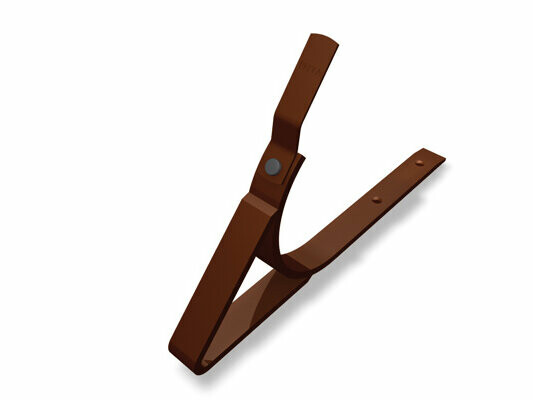 PREFA aluminium on-roof gutter bracket, brown, 28 x 7 mm, durable fastening solution for gutter installation.
