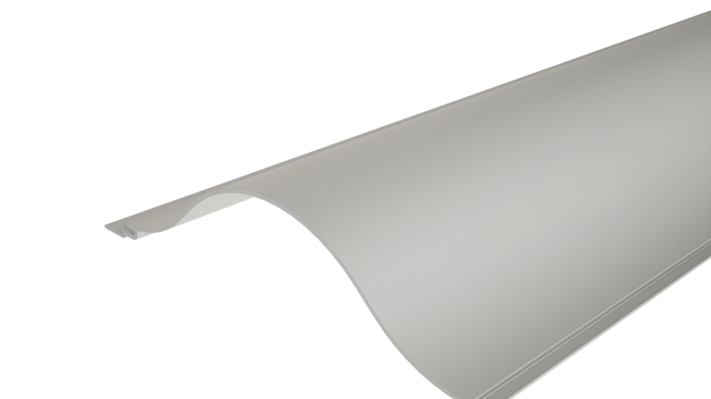 PREFA extruded profile ripple 44/200 with a wavy surface, for façade design or balcony cladding.